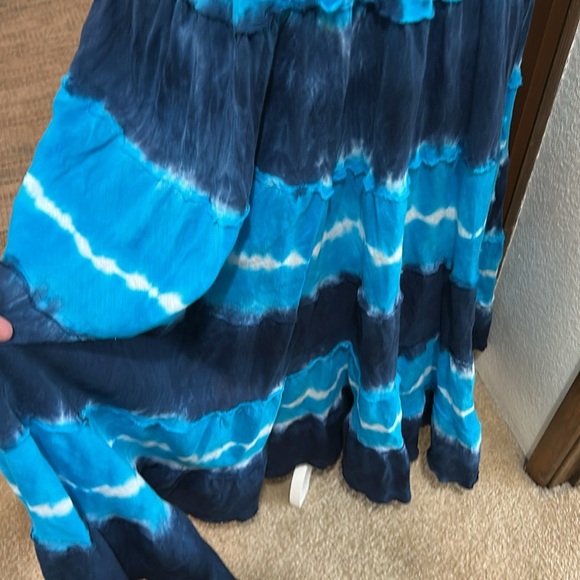 FABULOUS BLUE & WHITE TIE DYE OMBRÉ MAXI DRESS SIZE MEDIUM - Picture 5 of 15